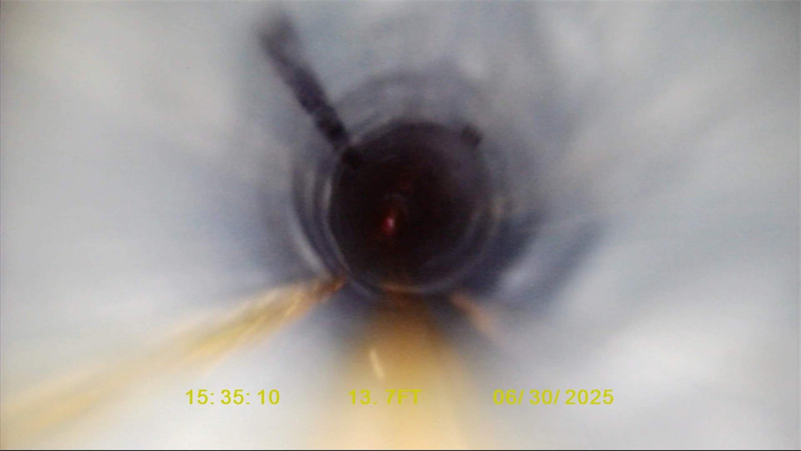 LiningWorks camera inspection of a pipe blockage in Statesville, NC.