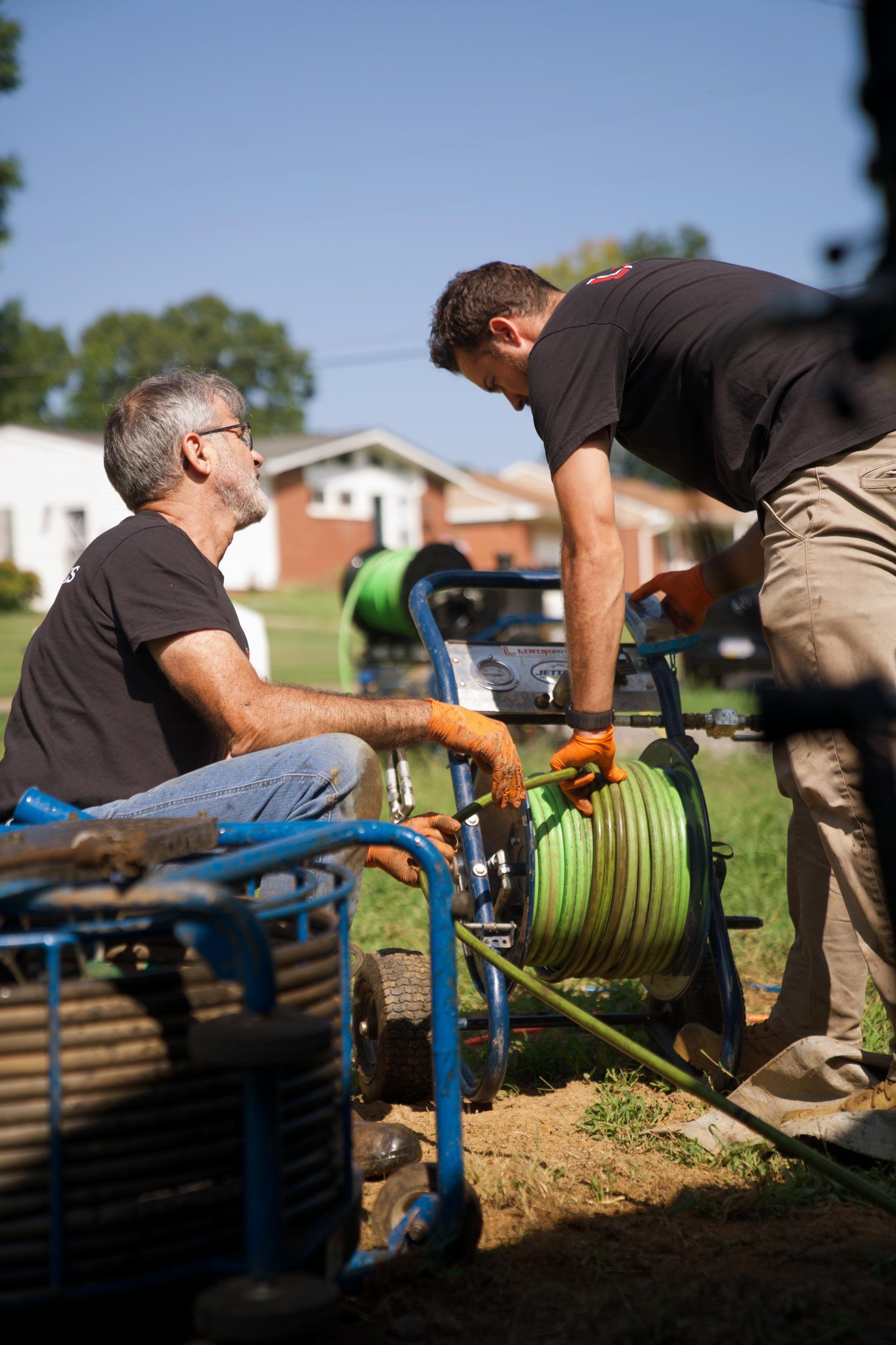 LiningWorks Trenchless Pipe Repair & Sewer Pipe Lining crew performing hydro jetting for storm drain cleaning.