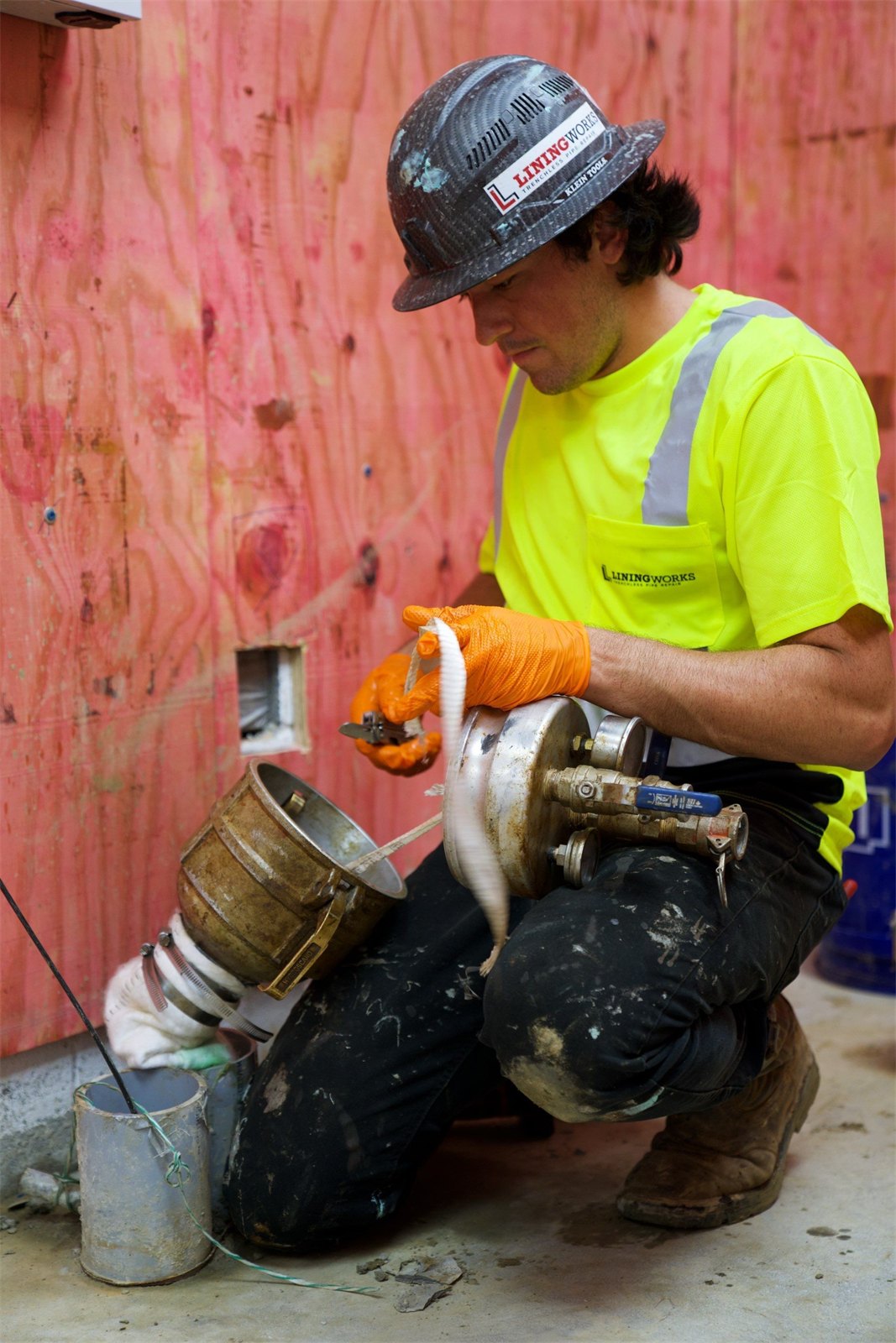 LiningWorks technician installing a CIPP liner for trenchless pipe rehabilitation.